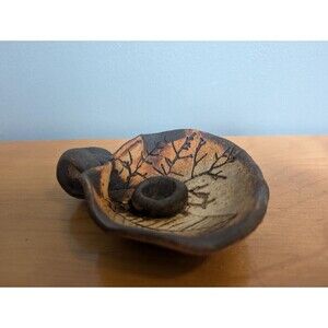 Vintage Stoneware Pottery Dish, Leaf Wall Hanging